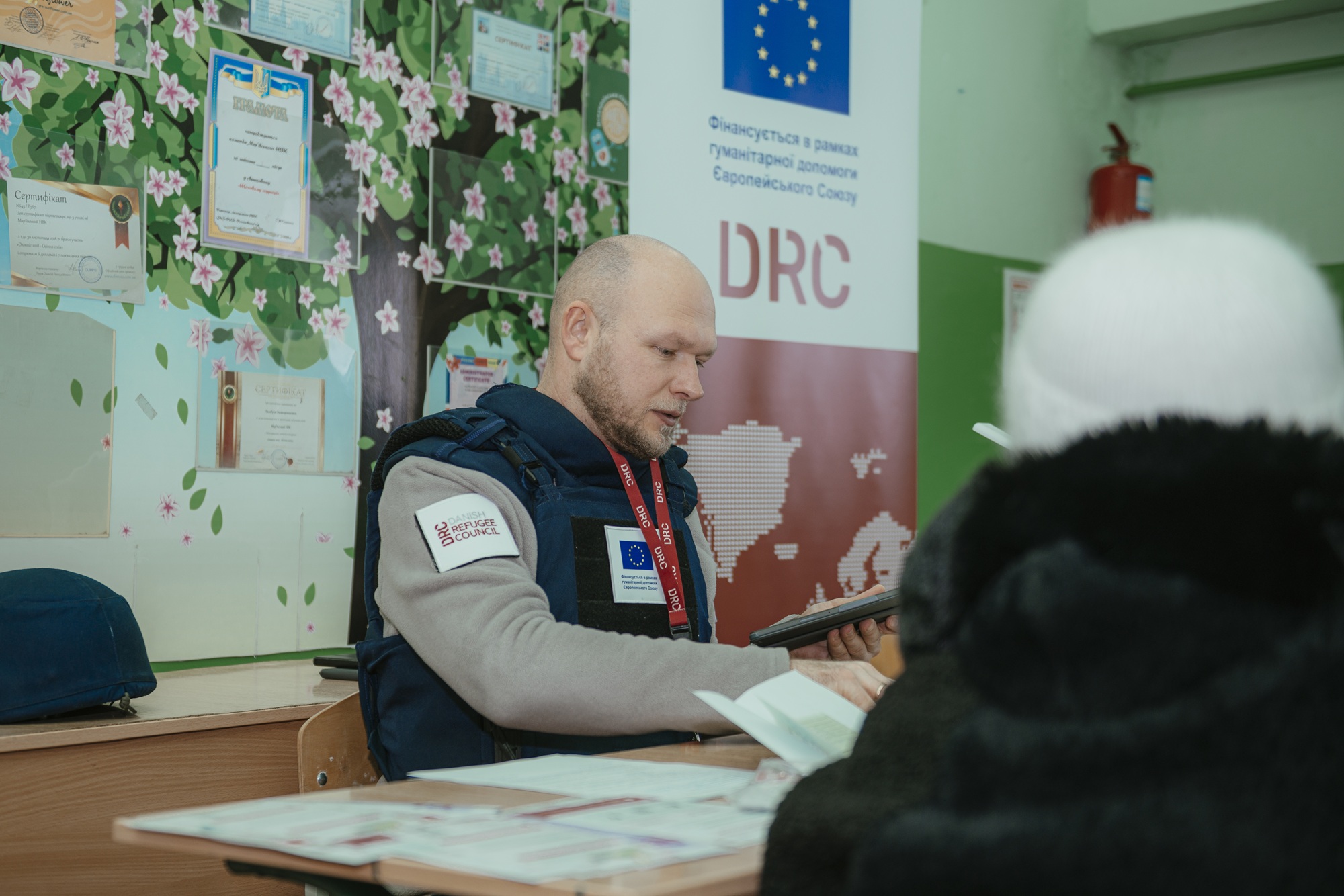 Registration for the heating assistance. ©DRC Ukraine, Zaporizhzhia Oblast, 2026, Krystyna Pashkina.